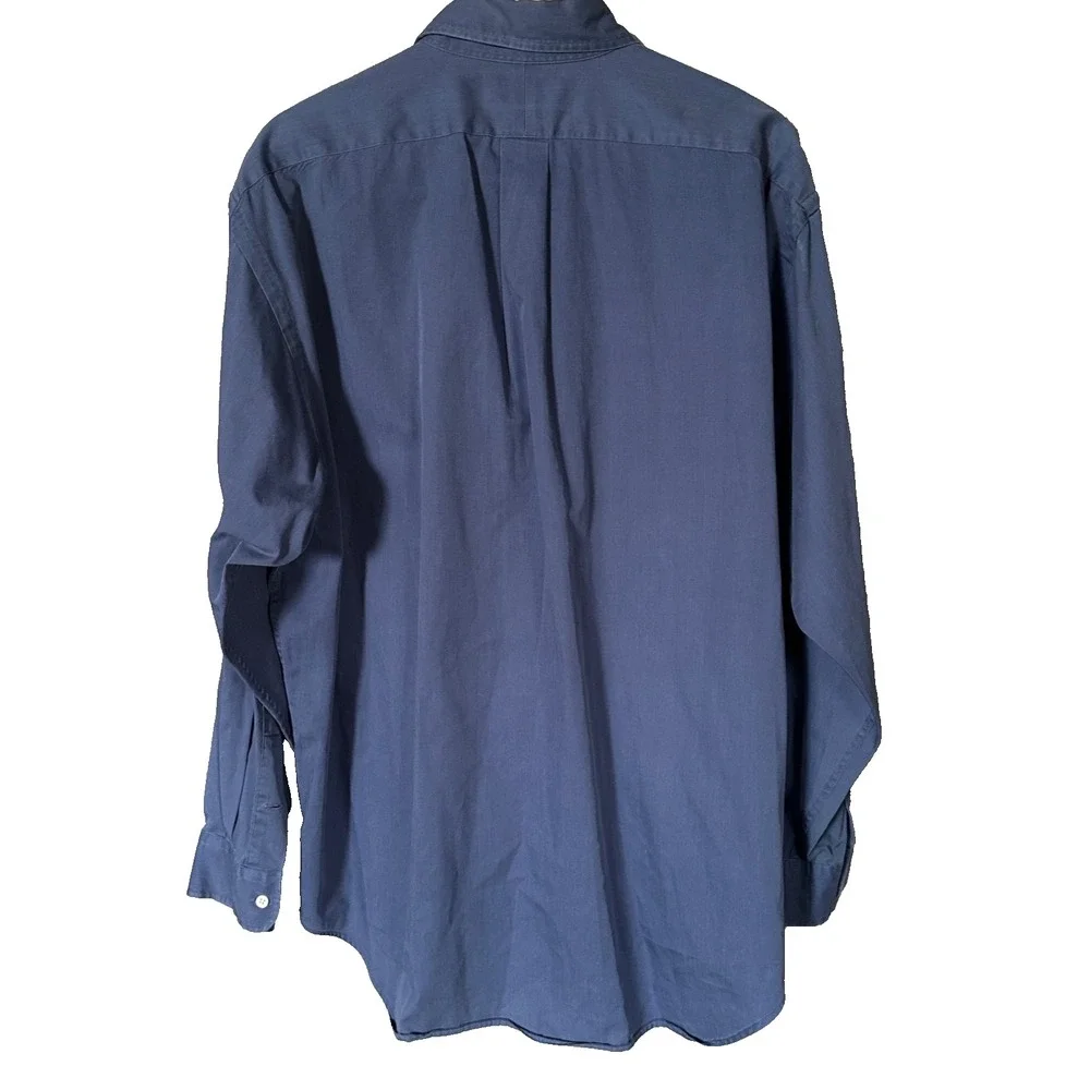 VTG 90s Ralph Lauren The Big Shirt Mens LT Blue Polo Pocket Pony Button Up XL